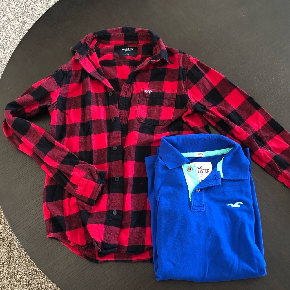 2 for $25!! Hollister Polo & Plaid Flannel shirts